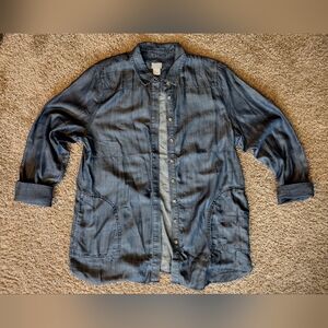 Chicos Casual Dark Denim Button-Up Shirt